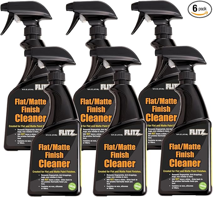 Flitz Flat Matte Finish Cleaner - 16oz Bottle of USA-Made Vinyl Wrap Spray to Easily Remove Grease, Wax, Dust, & More - Quick Drying Matte Paint Cleaner - Ideal for Cars, Motorcycles (6 Pack)