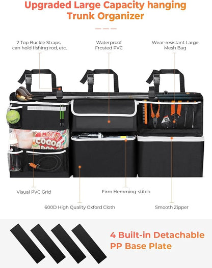 Oasser Car Storage Organizer New Version, Hanging Trunk Organizer with 10 Different Functional Storage Bags for SUV Truck MPV VAN