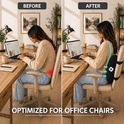 Samsonite Lumbar Support Pillow for Office Chair, Lower Back Support for Car, Back Pillow Desk Chair Cushion with Memory Foam, Improved Posture Backrest
