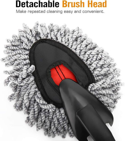 MoKo 2 Pack Microfiber Car Dash Duster, Super Soft No-Scratch Interior Detail Brush for Dashboard, Air Vents & Center Console, Washable Reusable Cleaning Tool, Gray