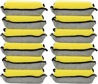 Maxshine Premium Microfiber Waxing Applicator for Car Detailing, Yellow & Grey, 9x13x4cm, 12 Pack