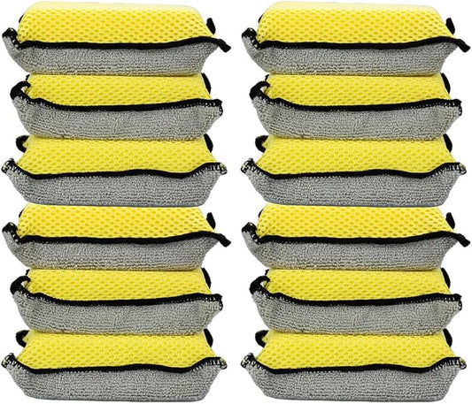Maxshine Premium Microfiber Waxing Applicator for Car Detailing, Yellow & Grey, 9x13x4cm, 12 Pack