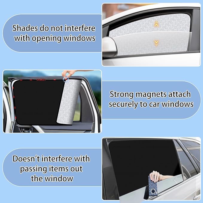 ZATOOTO Car Window Shades for Toyota RAV4 2019-2024, 4 Pcs Magnetic Car Window Covers, 100% UV Protection Foldable Privacy Curtains Side Window Sun Shade for Baby Breastfeeding Sleeping Camping