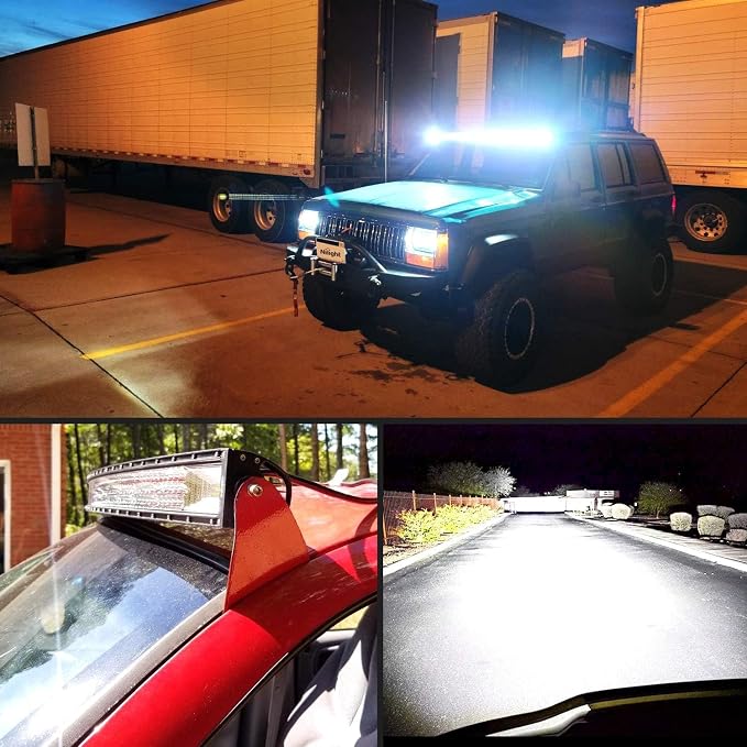 Nilight ZH408 52Inch 783W Curved Triple Row Flood Spot Combo Beam Led Bar 78000LM Driving Lights with 12AWG Heavy Duty 12V 5Pin Rocker Switch Wiring Harness Kit-1 Lead,waterproof