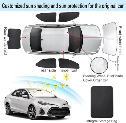 TINGLU Window Shades for Toyota Corolla 2014-2019 6PCS Accessories Car Side Full Windows Windshield Sun Shade Sun UV Rays & Privacy Protection for Camping Napping Relaxing