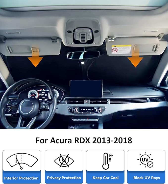 Windshield Sun Shade for Acura RDX 2013-2018, Car Front Window Sunshade with 240T Sun Visor Protector Blocks UV Rays Heat Sun Shield Accessories