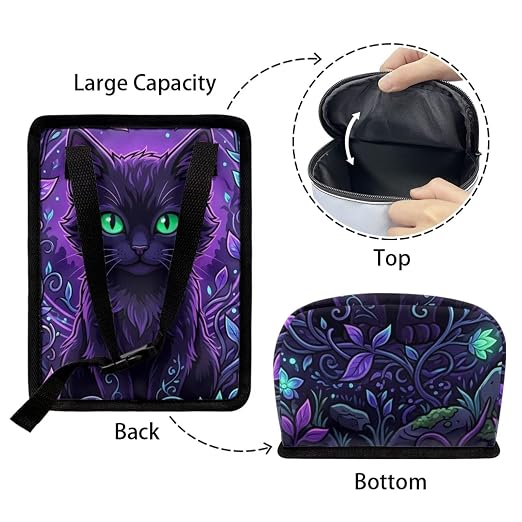 Talayituse Purple Cat Forest Leaf Print Car Trash Can Portable Auto Garbage Bin Multifunctional Vehicle Interior Accessories with Adjustable Straps Universal Fit Truck SUV Sedan
