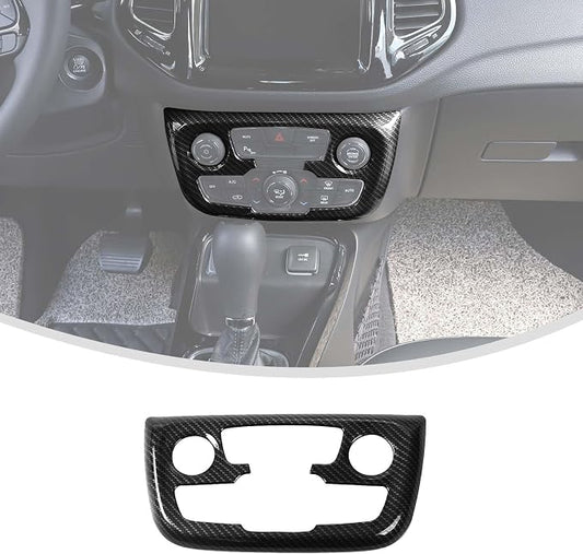 Linskip Climate Control Accent Trim Compatible with 2017 2018 2019 2020 2021 Jeep Compass, Control Panel Cover for Jeep Compass Interior Accessories(Black Carbon Fiber)