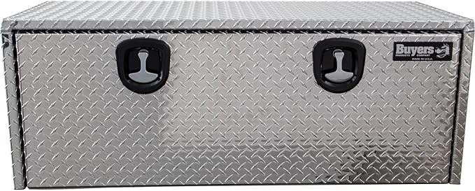 Buyers Products 1705110 Diamond Tread Aluminum Underbody Truck Tool Box, 18 x 18 x 48, Made in USA, .100 in. Thick, Corrosion Resistant, Locking Compression Latch, Secure Storage for Work Trucks