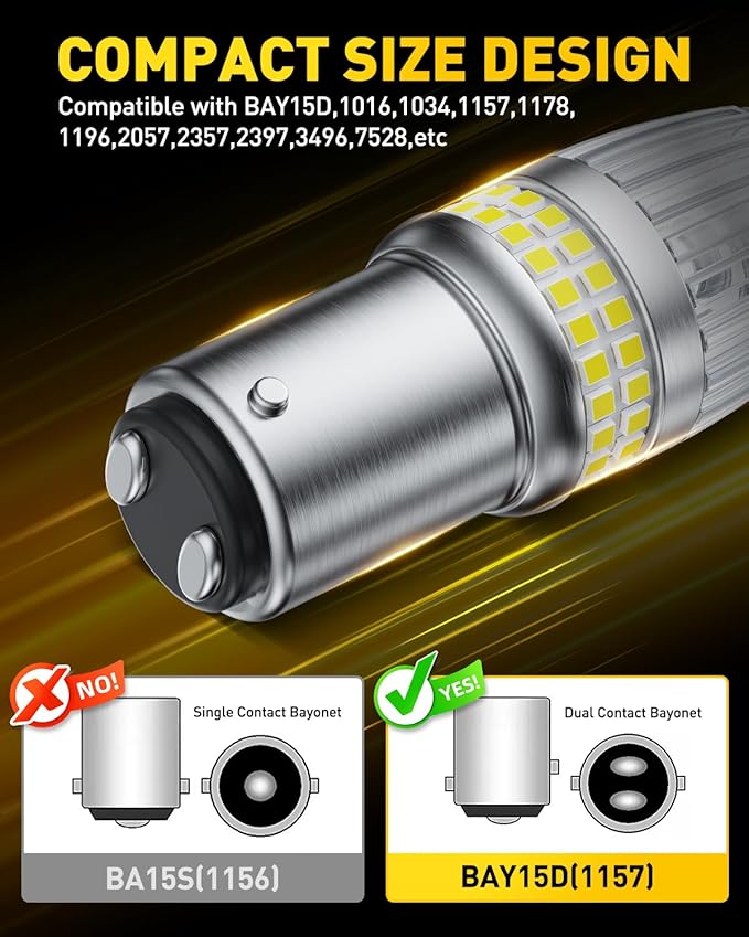 AUXITO Latest 1157 LED Bulb White Reverse Lights, 700% Brighter 2057 2357 7528 BAY15D LED Bulbs with Projector for Backup Parking Tail Brake Signal Marker Daytime Running Light, Pack of 2