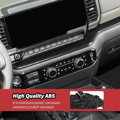 JeCar for Silverado Carbon Fiber Interior Center Console Dash Panel Cover Trim for 2022 2023 2024 2025 2026 Chevrolet Chevy Silverado 1500