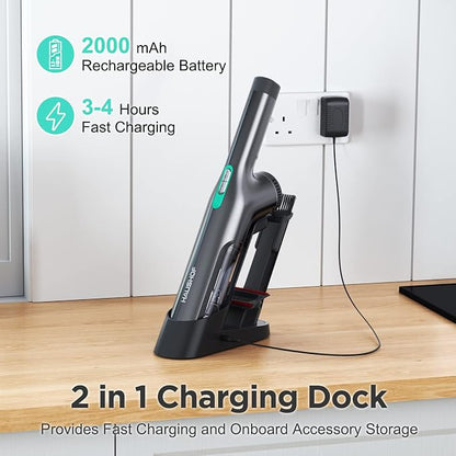 HAUSHOF Handheld Vacuum Cordless, 120W Brushless Motor, lightweight, Portable, Fast-Charging Hand Vac with 12000Pa Powerful Suction and Multifunctional Attachments, Ideal for Home, Office, Pet and Car