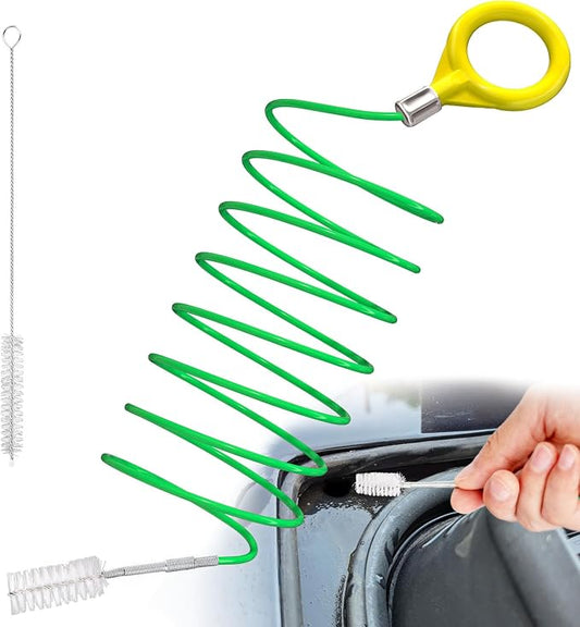 Auto Sunroof Cleaning Tool, 120 Inch Long Flexible Pipe Brush, Tube Cleaner Brush with 1 PC 7.9 Inch Drain Brush, Slim Drain Dredging Brush Perfect for Car Sunroof, Windshield Wiper Drain Hole