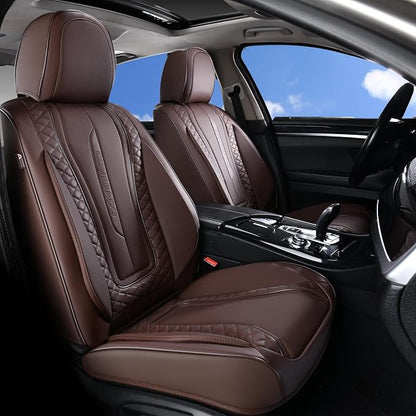 Coverado Car Seat Covers Full Set, Front Seat Cover and Back Seat Covers for Cars, Faux Leather Waterproof Seat Covers, Car Seat Protectors, Automotive Seat Covers Universal for Most Vehicles Coffee