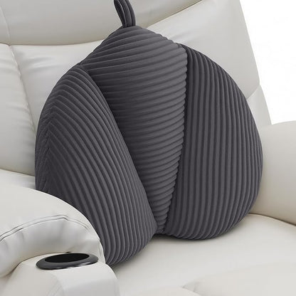 Lumbar Support Pillow for Couch, Back Support Pillow for Office Chair, Heart-Shape Back Cushion with Shredded Foam for Back Pain Relief & Reading, Lumbar Cushions for Recliner, Car, Grey