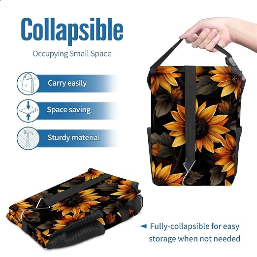 Car Trash Can – Multi-Purpose, Lightweight and Portable with Durable Water-Resistant Coating, No Installation Required, Practical and Ample Capacity, Variety of Colors.Beautiful Sunflower