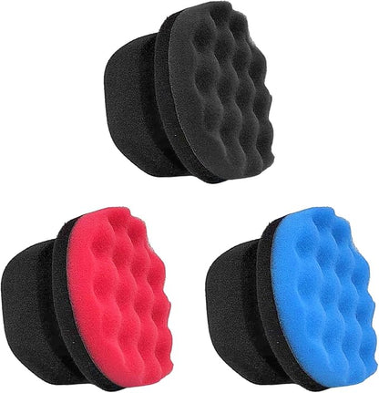KVAEY 3 PCS Tire Dressing Applicator Pads, Reusable Hex Grip Tire Shine Applicator Polishing Sponge Pads, Wheel Tire Shine Detailing Foam for Most Vehicles, Car Accessories (Black+Blue+Red, 4.33")