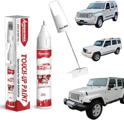 PW1/SW1 Stone White Car Touch Up Paint for Jeep, Color Accurate Two-In-One Car Paint Scratch Repair Pen, Professional Scratch Remover for Vehicles Chips and Nicks Scuff
