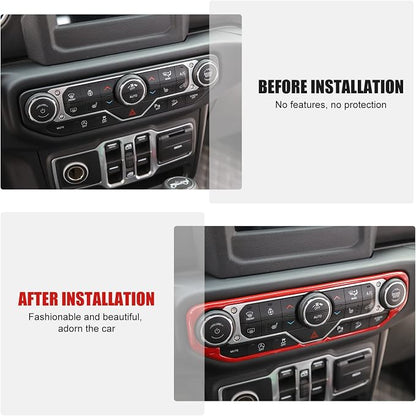 RT-TCZ Air Conditioning Dashboard Center Console Control Trim Panel Cover Interior Accessories Decoration Trim Kit for 2018 2019 2020 2021 2022 Jeep Wrangler JL JLU & Jeep Gladiator JT(Red)
