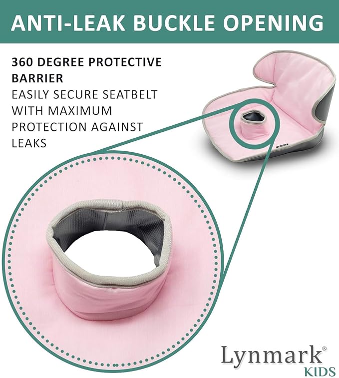 Lynmark® Potty Training Car Seat Protector Cover - Waterproof Soft Piddle Pads for Toddlers and Baby Carseat - Travel-Friendly Universal Washable Liner Mat for Spills, Nappy Leaks, Accidents - Pink