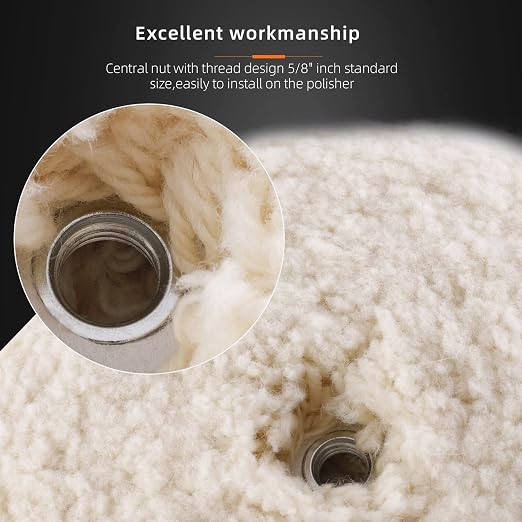 2 Pack 7" Wool Polishing Pads Buffing Pads for Compound, Cutting & Polishing, 100% Natural Wool, Thick and Aggressive (2PCS 8Inch Double Wool Buffing Pads)