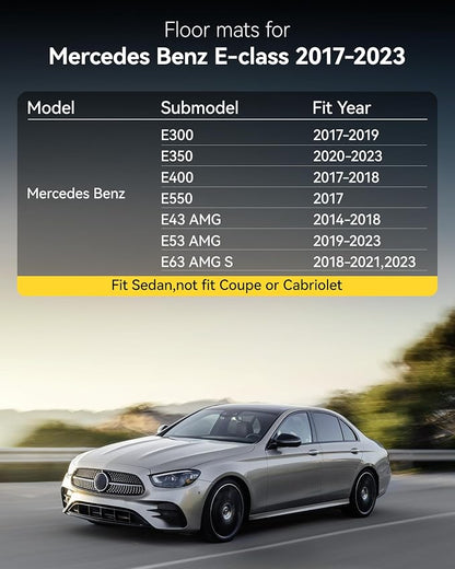 3W Floor Mats for Benz E-Class 2017-2023 Sedan & Wagon Only, E300/E350/E400/E43 AMG/E450/E53 AMG/E550/E63 AMG S TPE All Weather Floor Liner, 1st&2nd Row Full Set Car Liners Black