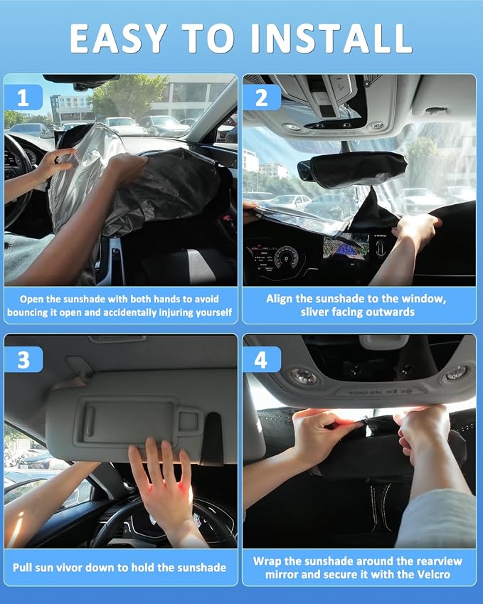 Windshield Sunshade for Chevrolet Impala 2014-2020 Sun Shade Car Windshield Accessories Upgrade 4 Layers Blocks UV Rays Custom Fit Impala 240T Car Window Shades Windshield Keep Cool Foldable