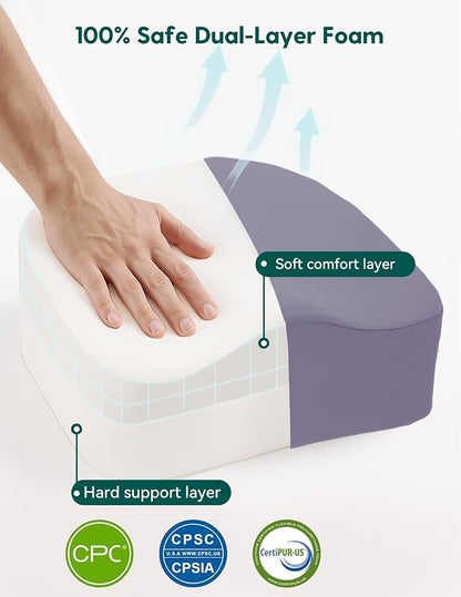 Babelio Ergo-Designed Booster Seat for Kitchen Chair, Promote Proper Upright Posture, Toddler Booster Seat for Dining Table, Removable & Washable Cover, Suitable for 18 Months to 5 Years, Dark Grey