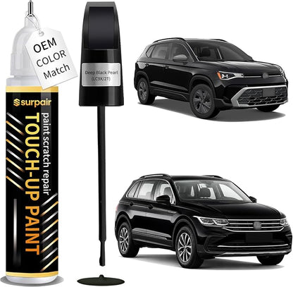 Deep Black Pearl LC9X/2T Touch up Paint for Volkswagen OEM Color Match Car Scratch Repair Kit for Nicks & Chips Scratches Quick & Easy Paint Fix 2-In-1 Car Scratch Remover Pen