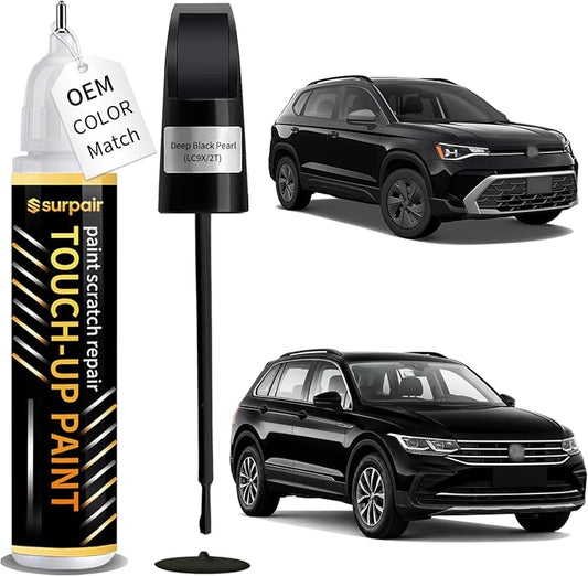 Deep Black Pearl LC9X/2T Touch up Paint for Volkswagen OEM Color Match Car Scratch Repair Kit for Nicks & Chips Scratches Quick & Easy Paint Fix 2-In-1 Car Scratch Remover Pen