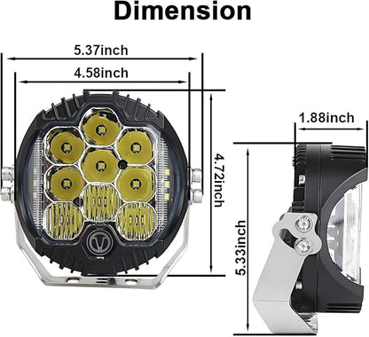 Gzminjie 5 inch 50W LED Driving Light 1PCS 5500LM Flood Light Pod Off Road Fog Driving Roof Bar Bumper for ATV, UTV, Cart, SUV Trucks, Pickup, F150, Pack of 1