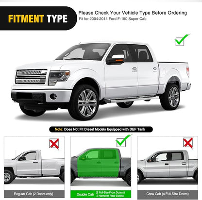 Nilight Running Boards for Ford F-150 2004-2014 Extended Super Cab 6 Inch Side Step Nerf Bars Stainless Steel Silver