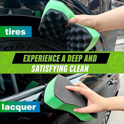 Three Texture Car Wash Sponge - Multi Purpose Bug Remover Scrubbing Side Soft Sea Sponge - Ultra Scrub Car Cleaning Sponges Wash Bucket Accessory - 3Pack