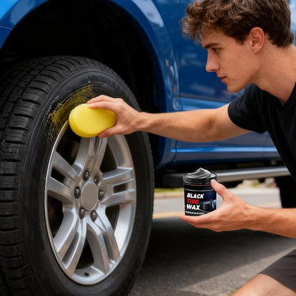 Tire Wax Black | Automotive Tyre Nourishing | Auto Wheel Coating Paste | for Mechanics Drivers Detailers Groomers Modifiers Racers Restorers Trucks SUVs RVs Sedans Garages Shops