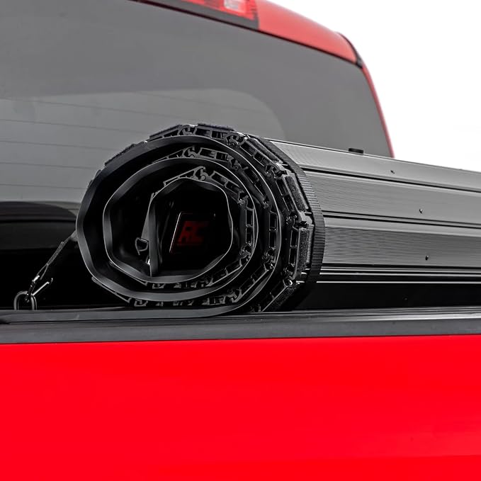 Rough Country Hard Roll-Up Tonneau Cover for Chevy Silverado & GMC Sierra 1500 (2014-2018) - Aluminum Truck Bed Cover, Fits 5'9 Bed