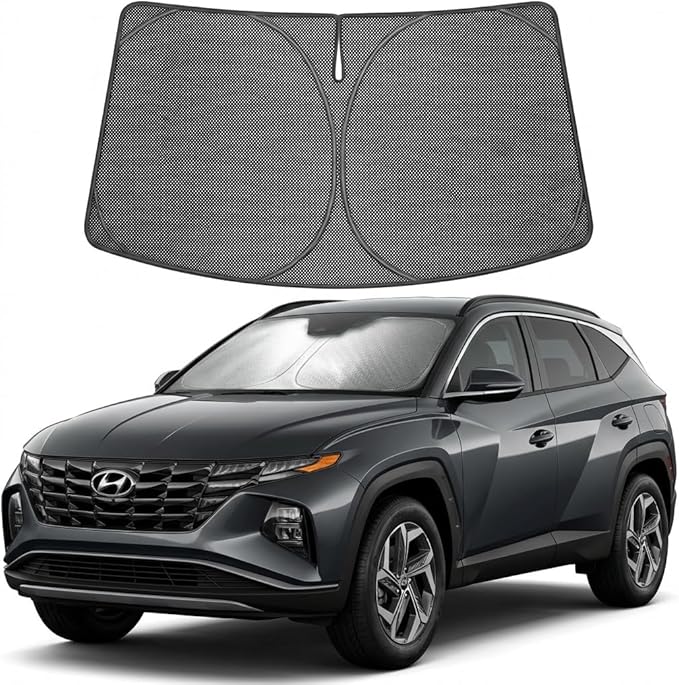 Proadsy Windshield Sun Shade Custom Fit Hyundai Tucson 2022-2026 Ice Crystal Black Front Window Sunshade UV and Heat Blocker Foldable Visor Keeps Car Cooler for Summer Parking and Daily Use