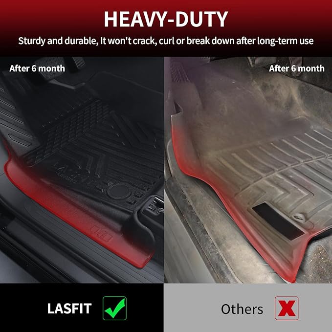 LASFIT Floor Mats for Toyota Tacoma 2024 2025 2026 Double Cab Auto Tran (Not fit Hybrid) All Weather Floor Liner for Tacoma TRD/SR/SR5/limited TPE Custom Fit Car Mats Front&Rear 2 Row Mats