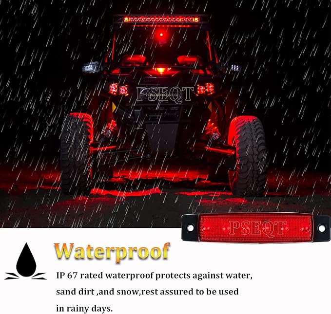 PSEQT 10 Pcs LED Rock Strip Lights Car Underglow Wheel Fender Well Lighting Kits Waterproof for Golf Cart Wrangler Offroad Truck RV UTV ATV Snowmobile (Red)