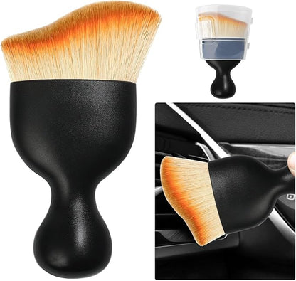 Ziciner Car Detailing Brush, Curved Soft Bristles Auto Removal Dust Collectors, Universal Vehicle Dashboard, Air Conditioner Vents etc Interior Cleaning Tool Accessories (Yellow)