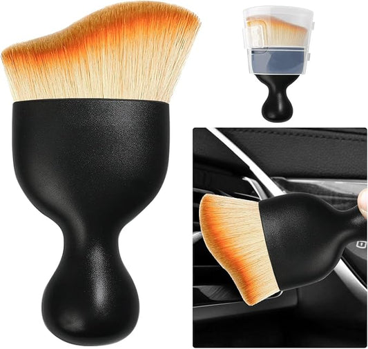 Ziciner Car Detailing Brush, Curved Soft Bristles Auto Removal Dust Collectors, Universal Vehicle Dashboard, Air Conditioner Vents etc Interior Cleaning Tool Accessories (Yellow)