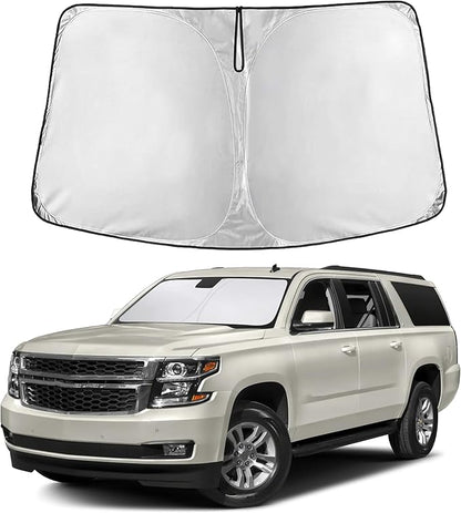 EcoNour Windshield Sunshade Compatible for Chevrolet Chevy Suburban/Tahoe, GMC Yukon XL, Yukon Denali XL 2015-2018 2019 2020, Sun Visor for Front Window Sun Shade Cover, UV Protector, Car Accessories