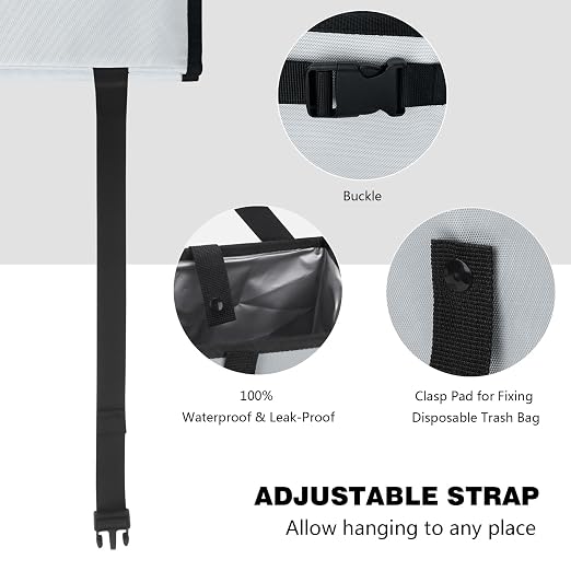 Homelove Car Trash Can, Leak-Proof Waterproof Trash Bin Collapsible Portable Auto Garbage Bag Large Capacity Trashcan Storage Bag Multipurpose Car Organizer Hanging (Light-Gray)