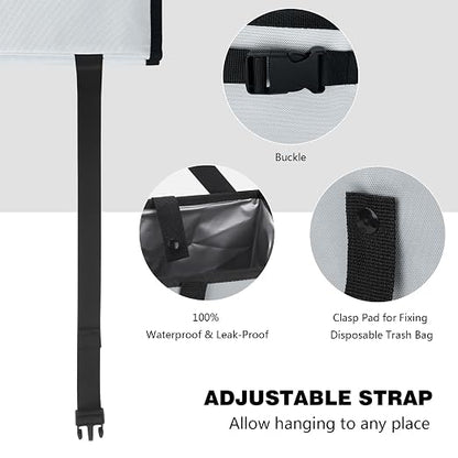 Homelove Car Trash Can, Leak-Proof Waterproof Trash Bin Collapsible Portable Auto Garbage Bag Large Capacity Trashcan Storage Bag Multipurpose Car Organizer Hanging (Light-Gray)