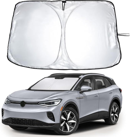 EcoNour Windshield Sun Shade Compatible for Volkswagen VW ID.4 2021–2026 | Custom Fit EV Front Window Sunshade | Foldable Heat & UV Reflective Sun Visor