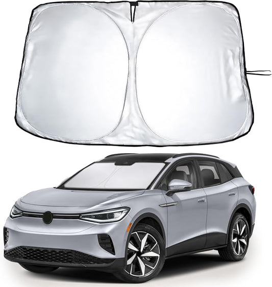 EcoNour Windshield Sun Shade Compatible for Volkswagen VW ID.4 2021–2026 | Custom Fit EV Front Window Sunshade | Foldable Heat & UV Reflective Sun Visor