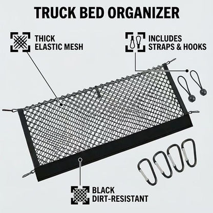 Envelope Style Truck Cargo Net Compatible with Toyota Tacoma & 2005-2026,Honda Ridgeline 2017-2026 Highly Elastic Truck Bed Net for Tacoma &Ridgeline Accessories, Upgraded Storage Bag & 5mm Bungee