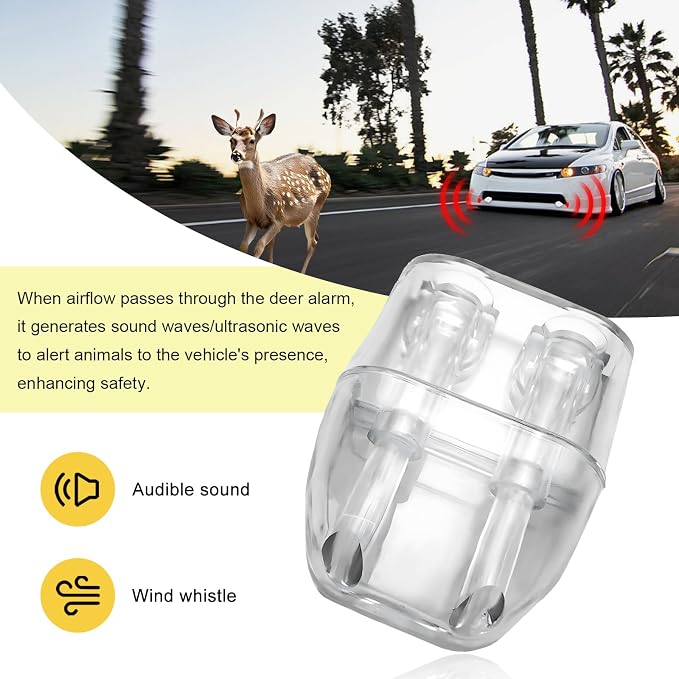 4 PCS Deer Whistles for Cars, Avoid Collisions Animal Alert Device with Adhesive Tapes, Universal Deer Warning Whistle for SUVs Trucks Motorcycles, Car Accessories (White)