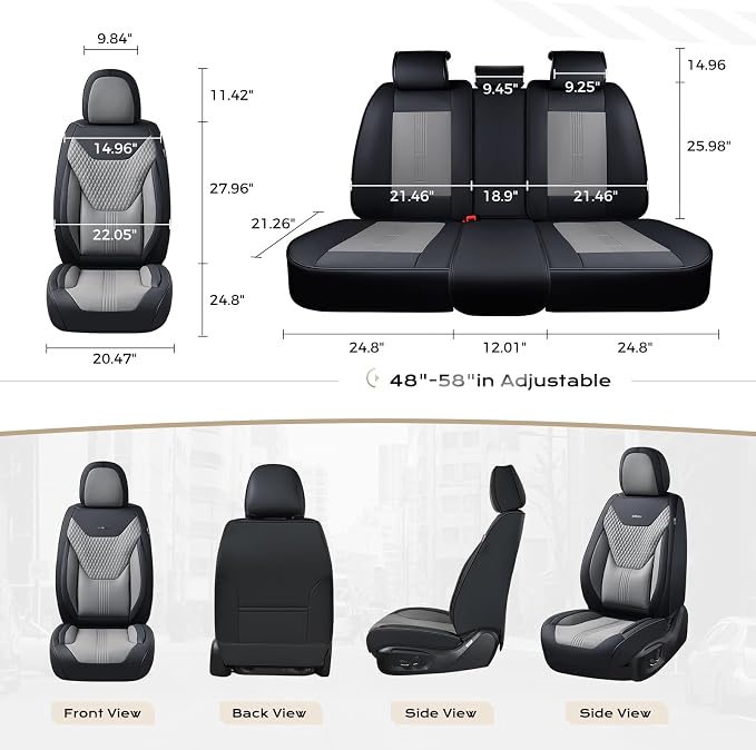 Coverado Car Seat Covers with Lumbar Support, Front Covers for Cars, Universal Automotive Seat Cover, Waterproof, Leather Car Seat Cushion, Interior Seat Protectors for Most Cars