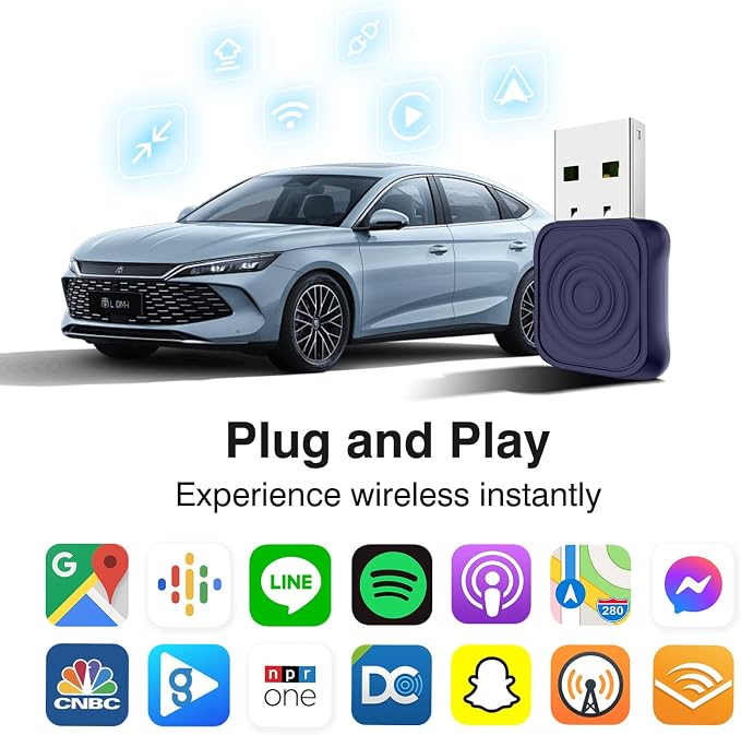 CarlinKit MiNi Ultra Wireless CarPlay & Android Auto Adapter - Plug & Play USB-A/USB-C Upgrade for Wired Cars | Retains OEM Mic, Sound Quality & Controls | OTA Updates