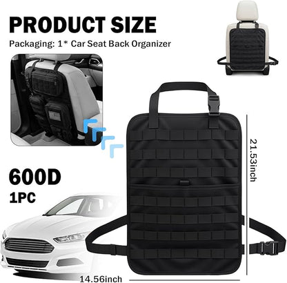 Car Seat Back Organizer,Multifunctional Hanging Molle Seat Back Organizer with Large Compartment,Universal Car Organizers Backs Seats Fit for Most Cars SUVs Trucks